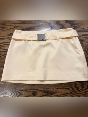 Reformation Cream Mini Skirt with Belt